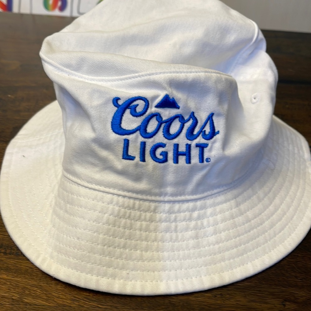White and blue coors light bucket hat